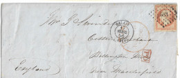 0016. LAC Affie N°16 Orange-vif - Càd Calais (PUY De DÔME) à Macclesfield (GB) - Avril 1856 - 1849-1876: Période Classique