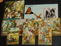 EQUATORIAL GUINEA 1975, Don Quixote, Popular Stories, Mi #551-7 + B164-5, MNH** - Contes, Fables & Légendes