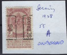 ONBEKEND / INCONNU Rijkswapen Nr. 55 Voorafstempeling Nr. 1096 A   SERAING 08  ; Staat Zie 2 Scans ! LOT 348 - Roller Precancels 1900-09