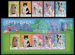 Australien 2004 - Mi-Nr. 2368-2372 & Bl 54 ** - MNH - Katzen / Cat - Hunde / Dog - Mint Stamps