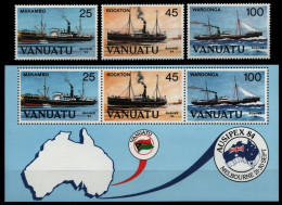 Vanuatu 1984 - Mi-Nr. 683-685 & Block 6 ** - MNH - Schiffe / Ships - Vanuatu (1980-...)