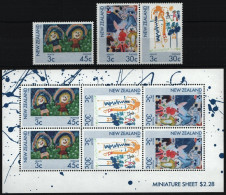 Neuseeland 1986 - Mi-Nr. 968-970 ** - MNH - Satz & KLB - Kinderzeichnungen - Unused Stamps