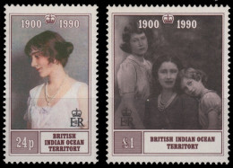 BIOT 1990 - Mi-Nr. 106-107 ** - MNH - 90. Geburtstag Queen Mum - Territorio Britannico Dell'Oceano Indiano