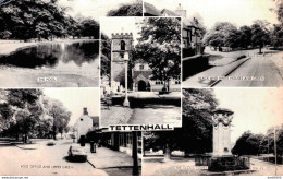 TETTENHALL THE POOL POST OFFICE AND UPPER GREEN THE CLOCK TOWER BLACK AND WHITE HOUSES AND GREEN  CPSM - Andere & Zonder Classificatie