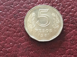 Münze Münzen Umlaufmünze Argentinien 5 Pesos 1961 - Argentinië
