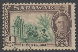 Sarawak Scott 192 - SG183, 1950 George VI $1 Used - Sarawak (...-1963)