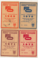 5 X Carte Confédérale Force Ouvrière Fédération Services Publics Et Santé - 1969, 1970, 1971, 1972, 1973 - Cartes De Membre