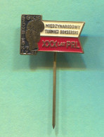 Boxing Box Boxen Pugilato - International Tournament Poland, Szombierki / Bytom 1974. Vintage Pin  Badge  Abzeichen - Boxen