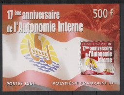 POLYNESIE - 2001 - Bloc Feuillet BF N°YT. 26 - Autonomie Interne - Neuf Luxe** / MNH / Postfrisch - Blocks & Kleinbögen