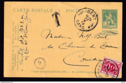 DDBB 337 - Entier Pellens (Hors Cours) GENT 1919 Vers COURTRAI - Taxé Timbre-Taxe 10 C Griffe KORTRIJK - Briefkaarten 1909-1934