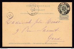 DDBB 500 - Collection HASTIERE-LAVAUX -- Entier Postal Armoiries 1896 Vers GAND - Origine Manuscrite MIAVOYE ANTHEE - Cartes Postales 1871-1909