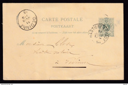DDBB 501 - Collection HASTIERE-LAVAUX -- Entier Postal Lion Couché 1888 à GEDINNE - Origine Manuscrite HERMETON S/MEUSE - Briefkaarten 1871-1909