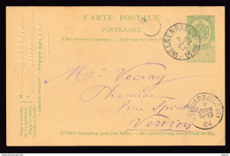 DDBB 433 - CANTONS DE L'EST - Entier Postal Armoiries WELKENRAEDT 1904 à VERVIERS - Cachet Relief Longtain , Pharmacien - Cartes Postales 1871-1909
