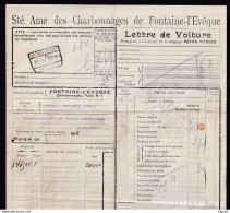 939/27 - LES GARES PRIVEES - Lettre De Voiture Gare De FONTAINE L'EVEQUE Puits No 1 En 1928 - Entete Du Puits No 1 - Otros & Sin Clasificación