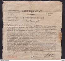DDAA 546 - Document Contribution De Guerre Pour 1815 - Mr Carmal - Commune De LIEGE , Section Nord - 1815-1830 (Holländische Periode)