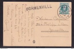 604/37 --  Griffe D'origine BORMENVILLE S/ Carte TP Houyoux NAMUR 1924 Vers BXL - Linear Postmarks