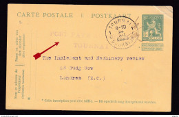 596/37 --  FORTUNE 1918 - Entier Postal Pellens TOURNAI 24 XII Année Barrée Vers LONDRES UK - Port Payé Au Guichet - Fortune (1919)