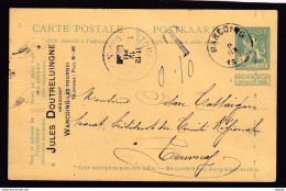 595/37 --  FORTUNE 1918 - Entier Postal Pellens WARCOING 9 XII 1918 Vers TOURNAI Année Barrée - Taxé 0.10 - Fortune (1919)