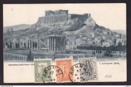 DDCC 397 - GREECE Olympic Games 1906 - Viewcard With Mixed Franking Olympic Stamp With Iptamenos ATHINAI 1908 - Storia Postale