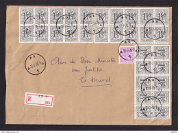 580/37 -- Timbres Lion Héraldique En MULTIPLE (3 Blocs De 10) Sur Enveloppe Reco AS 1 En 1978  - TARIF 46 F - 1951-1975 Heraldic Lion