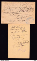 DDBB 907 - CANTONS DE L'EST - 2 X Entier Postal MONTZEN 1890/1901 - Cachets Privés Bleu Et Violet Notaire Xhaflaire - Briefkaarten 1871-1909