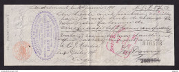 DDBB 851 - Lettre De Change Sur Papier Fiscal ANDRIMONT 1911 - Cachet Privé Distillerie,Tabacs Et Cigares Iwan Dourcy - Documenten