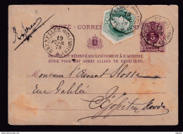 DDBB 845 - Entier Postal + Timbre Télégraphe En EXPRES - Cachet Télégraphique BRUXELLES MOLENBEEK 1879 Vers ST JOSSE - Postkarten 1871-1909