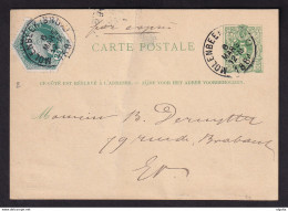 DDBB 844 - Entier Postal + Timbre Télégraphe En EXPRES - Cachet Postal MOLENBEEK Brux. 1884 En Ville - Postkarten 1871-1909