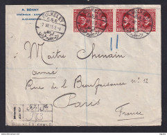 278/31 -- EGYPT Registered Envelope Fouad Stamps For 40 Mills BULKELEY R§P 1935 To PARIS France - Cartas & Documentos