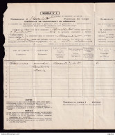 DDBB 618 - CANTONS DE L'EST MORESNET - Certificat De Changement De Résidence De STEMBERT 1914 Vers MORESNET Neutre - Franchigia