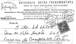 Portugal & Marcofilia, Salsicharia Beira Transmontana, Pontão Do Raposo, Viseu A Porto 1968 (887) - Viseu