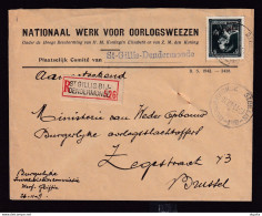 38/961 - Enveloppe Recommandée TP Moins 10 %  ST GILLIS BIJ DENDERMONDE 1947 Vers Bruxelles - Entete Oorlogswezen - 1946 -10%