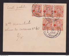 808/38 -- Carte Postale De Récupération (Manque De Papier ?) TP Croix-Rouge 1 C X 5 BRUXELLES 1919 En Ville - 1914-1915 Red Cross