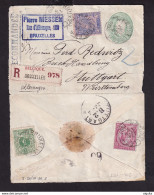 DDDD 178 -- Entier Enveloppe Petit Format - TP 45,46,48 Recommandée BRUXELLES 1893 Vers STUTTGART - Briefe