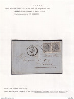 DDCC 969 -- Collection DIEST - Enveloppe 2 X TP 17 Cachet à Points 95 DIEST 1868 - Entete Banque Versluysen  - 1 Variété - 1865-1866 Profil Gauche