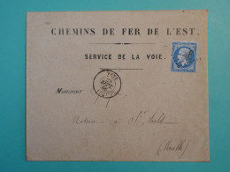 DF 12  FRANCE   BELLE  LETTRE CHEMINS DE FER   1866 ST AVOLD A SARREGUEMINES  + NAPOLEON N°22+  AFF.  INTERESSANT+ - 1849-1876: Periodo Clásico