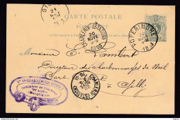 DDEE 365  - Entier Lion Couché POPERINGHE 1893 Vers GILLY - Cachet Vandenbogaerde , Commerce De Charbons à WATOU - Postkarten 1871-1909