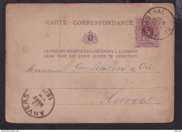 DDEE 388  - CANTONS DE L'EST - Entier Lion Couché HERBESTHAL 1879 Vers Anvers - Postcards 1871-1909