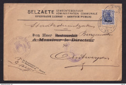 DDDD 895 - Enveloppe Gemeentebestuur SELZAETE TP Germania PUWST Gent 1917 - Cachet President Der Zivilverwaltung - OC26/37 Staging Zone