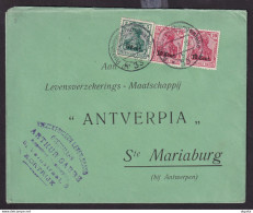 DDDD 887 - Enveloppe KORTRIJK TP Germania PUWST 33 GENT 1918 Vers Eekeren  - Cachet Arthur Sabbe , Inspecteur Antverpia - OC26/37 Territoire Des Etapes