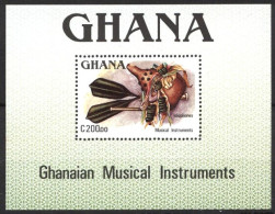 AFRIQUE  GHANA  1987    INSTRUMENTS MUSICAL   BLOC 1 TIMBRE   VAL. C.200.00    NEUF - Ghana (1957-...)