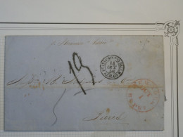 DF 12  CUBA  BELLE  LETTRE  RARE 1856 PAR STEAMER " ASIA" LA HAVANE  VIA ETATS UNIS  POUR PARIS+++++  AFF.  INTERESSANT+ - Vorphilatelie