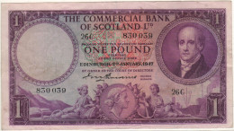 SCOTLAND  1  Pound  PS332  Dated 2.1.1947  The Commercial Bank Of Scotland Ltd (Lord Cockburn, Allegorical Women) - 1 Pond