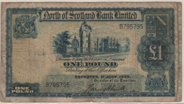 SCOTLAND  1  Pound  PS644  Dated 01.07.1939   North Of Scotland Bank  Ltd  (King's College - Aberdeen)) - 1 Pond