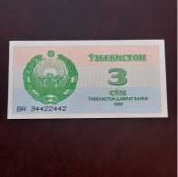 BILLETE DE 3 SUM DE UZBEKISTAN DEL AÑO 1992.S/C, - Uzbekistán