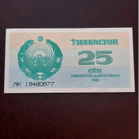 BILLETE DE 25 SUM DE UZBEKISTAN DEL AÑO 1992.S/C, - Ouzbékistan