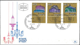 Israel 1970 FDC Jewish New Year Festivals Synagogues In The Diaspora Part II [ILT1975] - Lettres & Documents