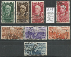 Etiopia Ethiopia Italia Colonia Colony 100% Cpl Set - VFU Condition Including C.50 WMK Filigrana DX Right + SX Left - Aethiopien