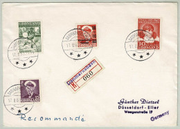 Grönland 1952, Brief Einschreiben Danmarkshavn - Düsseldorf (Deutschland) - Cartas & Documentos