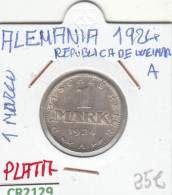 CR2129 MONEDA ALEMANIA 1 MARCO 1924A PLATA MBC - 1 Mark & 1 Reichsmark